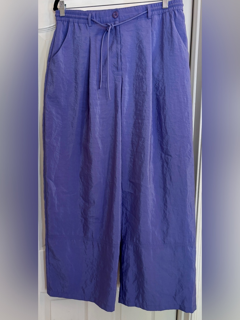 Maeve Anthropologie Purple Wide Leg Drawstring Pants ~ Women’s Large NWT